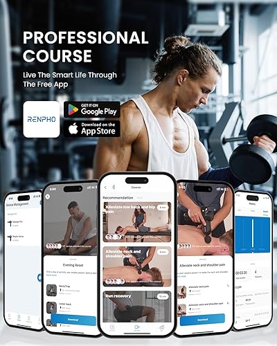 Miniatura 14 de RENPHO Ascend - Pistola de masaje profesional, amplitud ajustable de 0.236-0.472 in para intensidad personalizada, masajeador de percusión de tejido