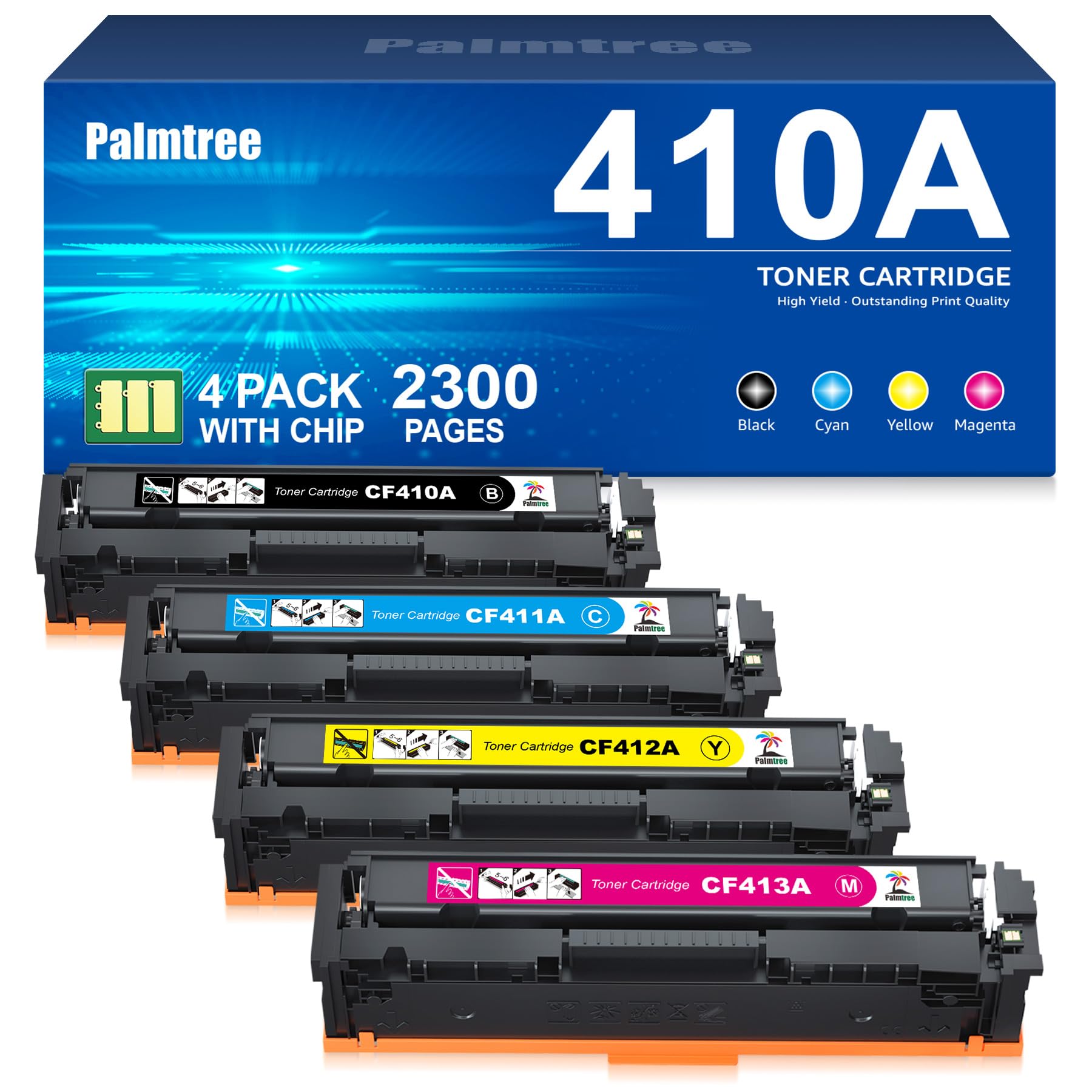 Jhaan 410 x toner, compatibel met HP 410X, CF410X, CF410A, voor HP Color LaserJet Pro MFP M477FDW, M477FDN, M452NW, M377DW, M452DN, M452DW, M477DW, M477NW (zwart cyaan geel magenta, verpakking van 4