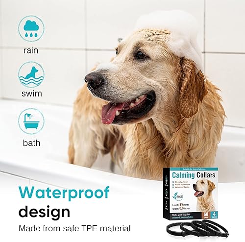 Miniatura 5 de Collar calmante para perros, 4 paquetes de collar de feromonas para aliviar la ansiedad, 60 días, liberación sostenida, separación de feromonas,