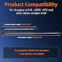 Vista 4 de C16-04270 SE172p-45 17 pulgadas 45 libras/200 N Gas Shock Strut Soporte de elevación para ventana de cubierta de caravana Leer, c16-33297 Tapa