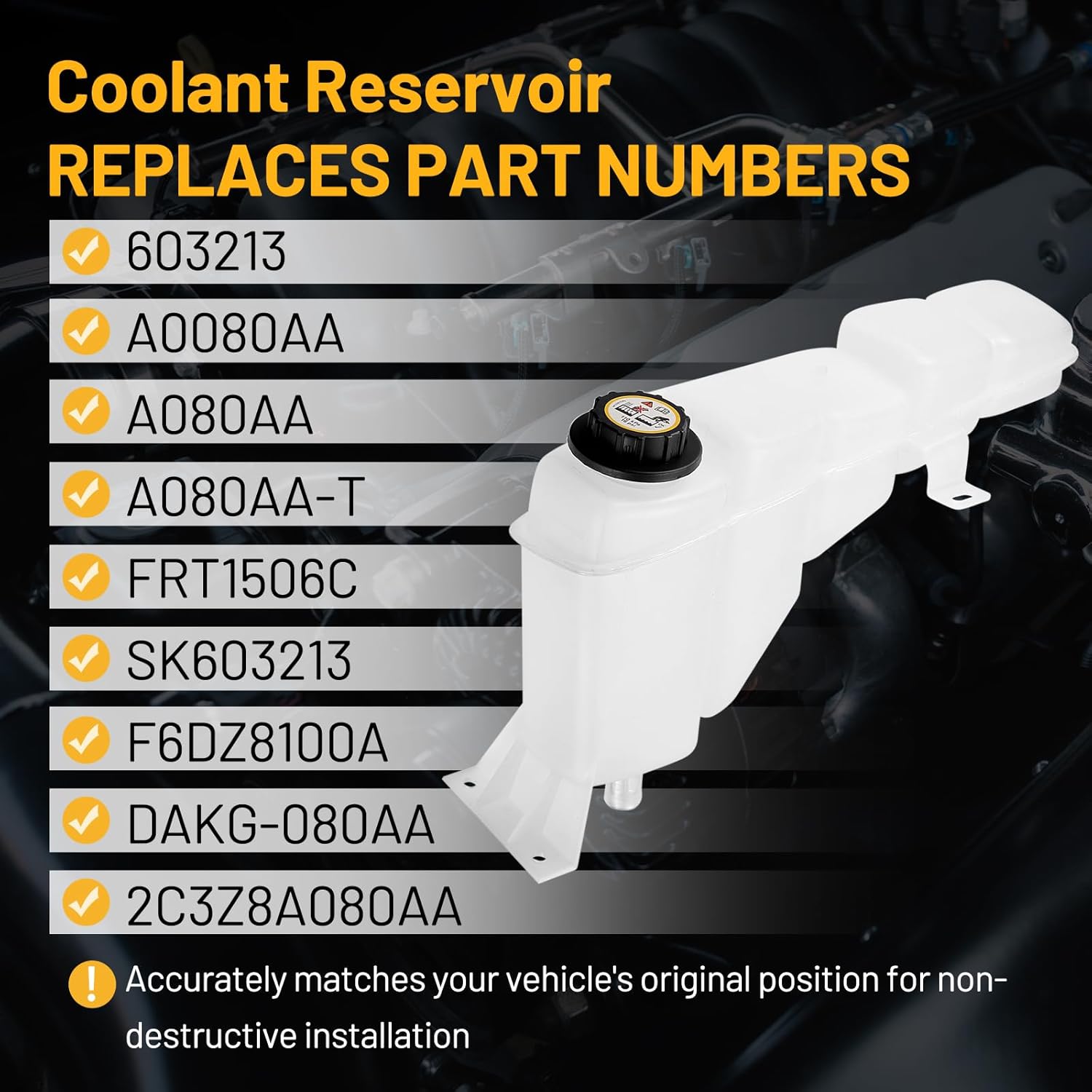 Engine Coolant Reservoir Tank 603-213 Compatible with Excursion 2000-2005 F-250 F-350 F-450 F-550 Super Duty 1999-2004 Replace 2C3Z8A080AA F6DZ8100A A080AA Coolant Expansion Reservoir Overflow
