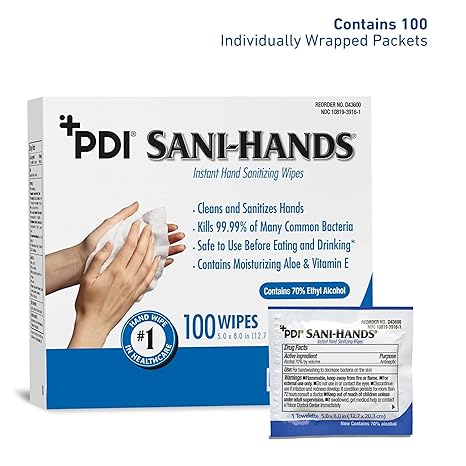 Sani-Hands Hand Sanitizer Wipes 100 Packets Per Box