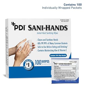 Sani-Hands Hand Sanitizer Wipes 100 Packets Per Box