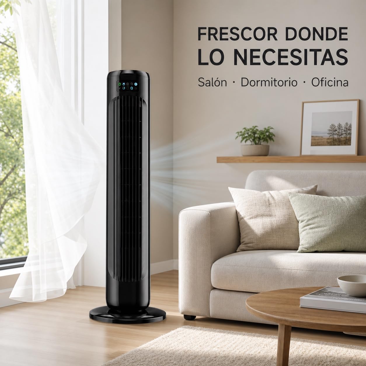 Ventilador de Torre 74 cm y 45 W, Negro