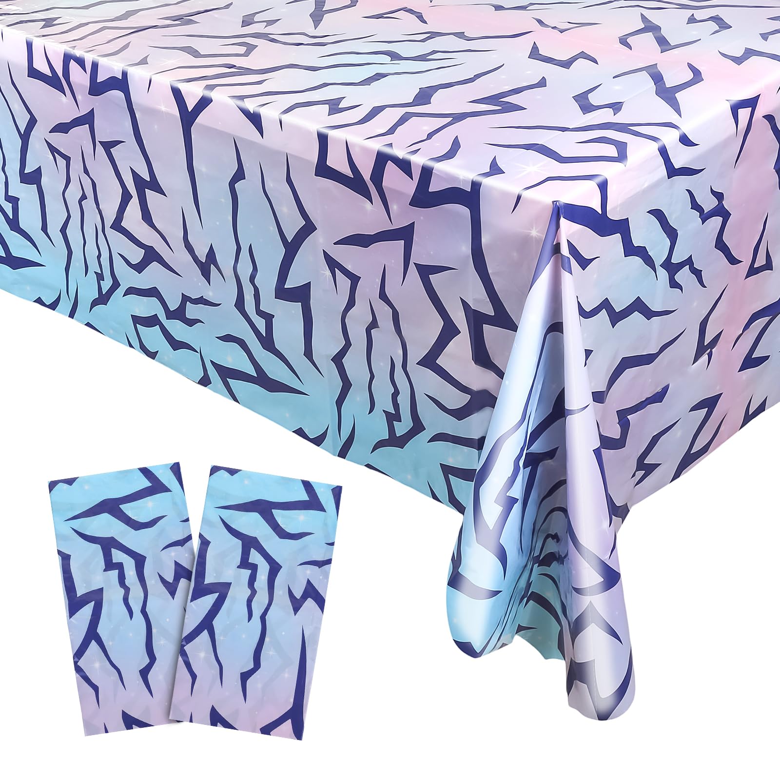 JamboRella 2PCS Purple Birthday Tablecloth Set, 54 x 108 inches Purple Party Table Cover Decorations Supplies