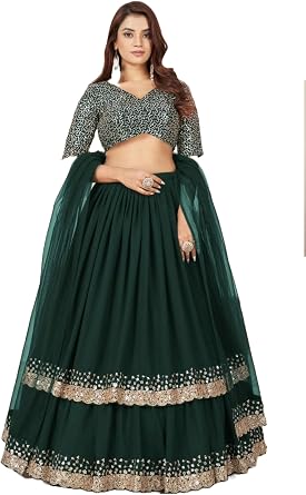 Traditional Partywear Georgette Fabric Lehenga Choli Set for Women with UnStitched Blouse Dupatta 5959 1, 42