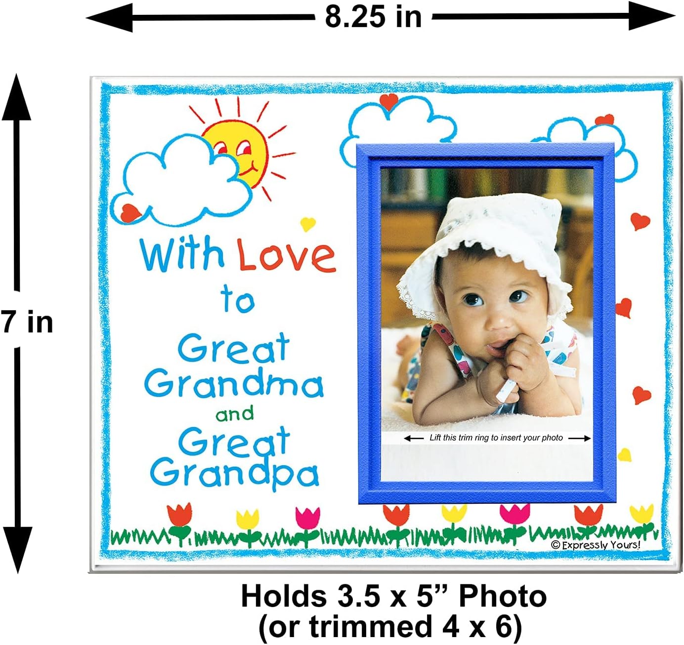 Great Grandma and Great Grandpa Picture Frame | Great Grandparents Photo Frame | Classic Crayola Design | Great Grandchild Frame | Holds a 3.5 x 5 Photo image 4