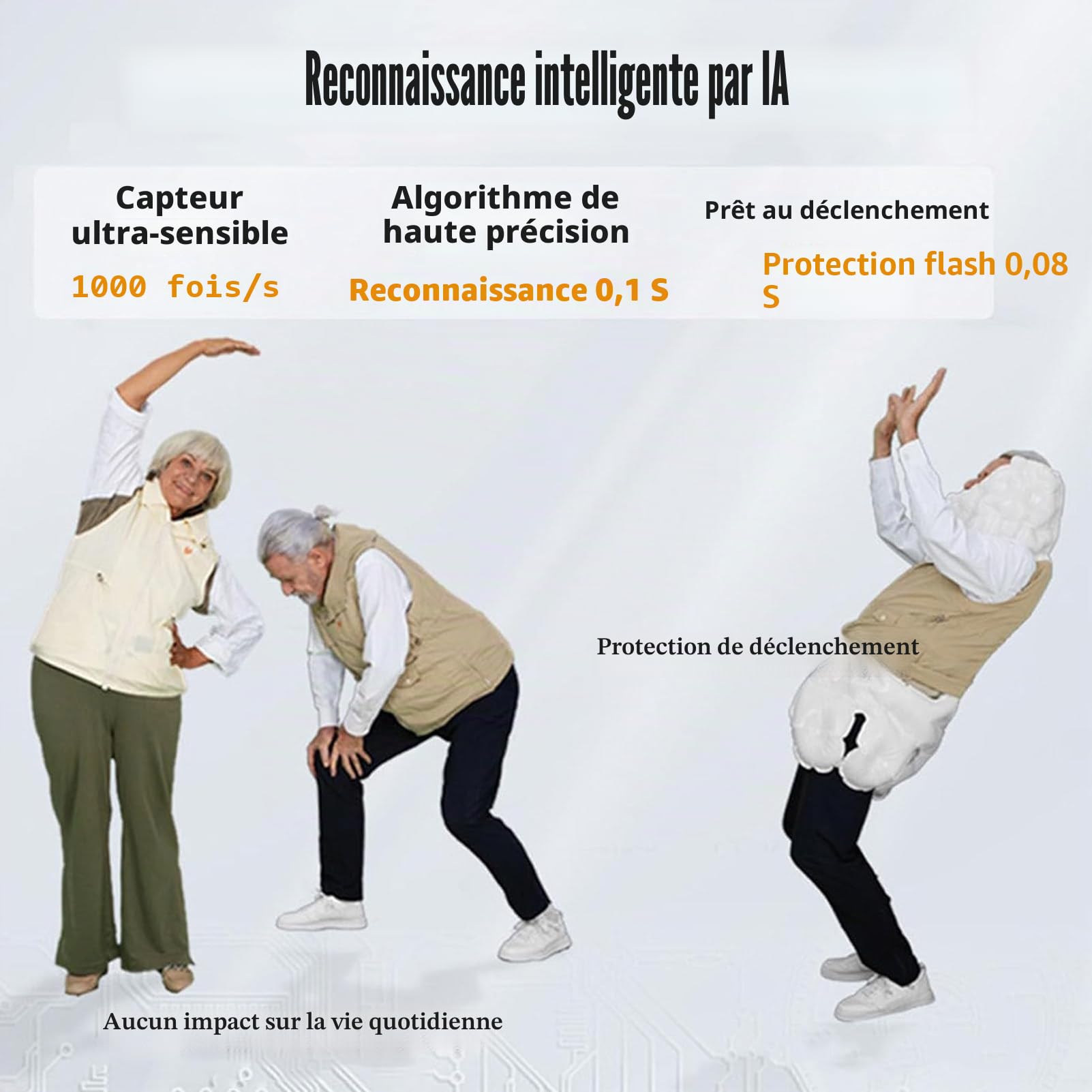 Gilet Airbag LéGer Et Antichute, Veste Airbag Intelligente Et Portable Avec Application, éQuipement De Protection Antichute RéUtilisable Pour Personnes âGéEs,Black(Mr)-L
