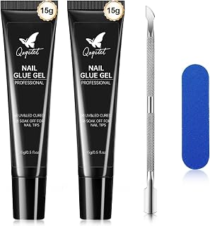 Nail Glue 15ml x 2 - Extra Strong UV Nail Glue for Nail Extensions and Press On Nails Professional UV Lamp Glue Required for Curing