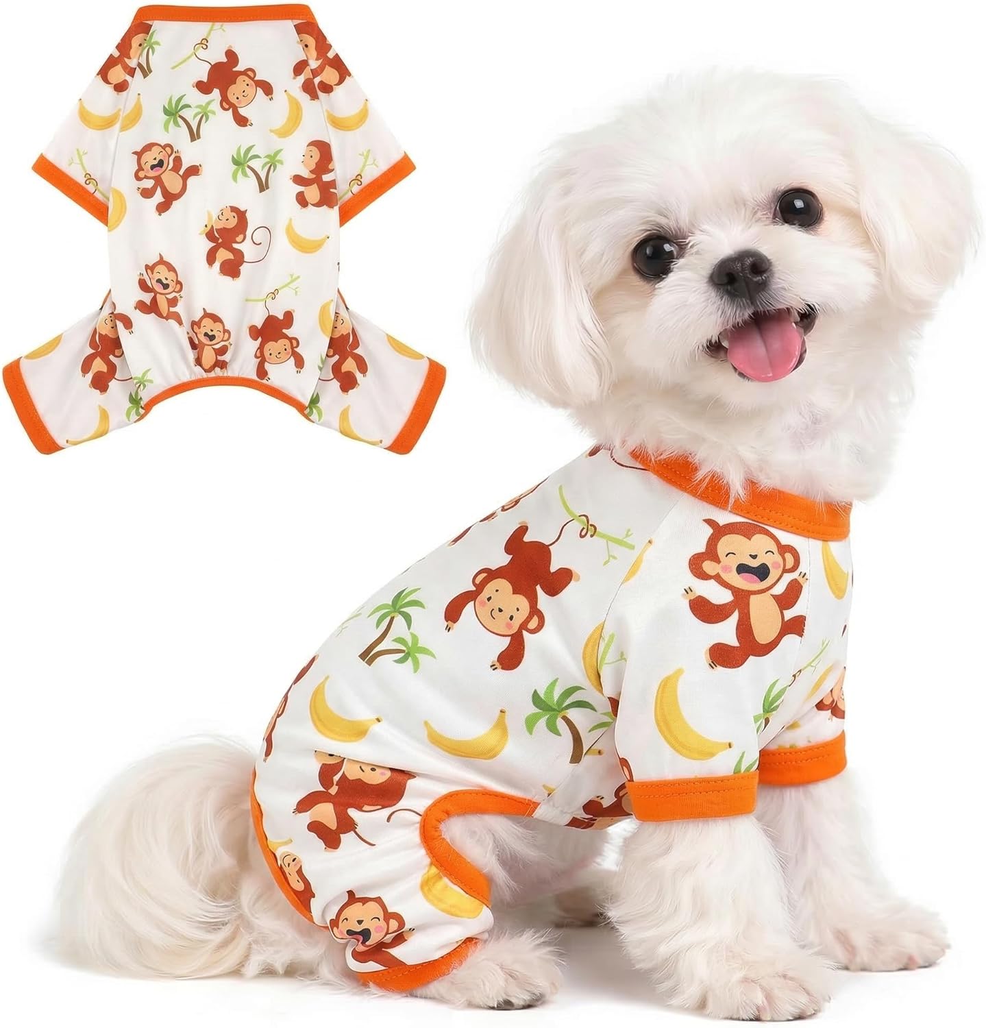 Pijama para Perro Pequeño DaFuEn Algodón Suave M Naranja Mono