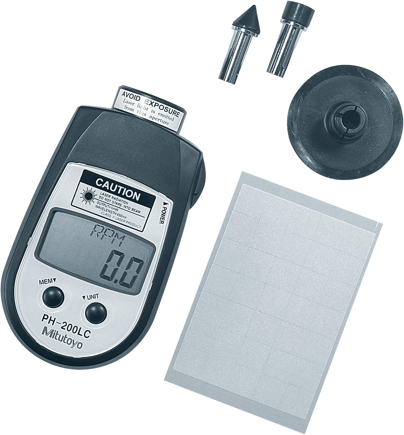 Mitutoyo 982-552, Digital Hand Tachometer, Contact 6 to 25,000 rpm / Non-Contact 6 to 99,999 rpm, Contact/Non-Contact Style
