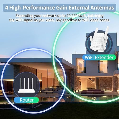 Miniatura 2 de Amplificador de señal WiFi, repetidor inalámbrico de Internet para cobertura del hogar de hasta 10000 pies cuadrados y 35 dispositivos, amplificador