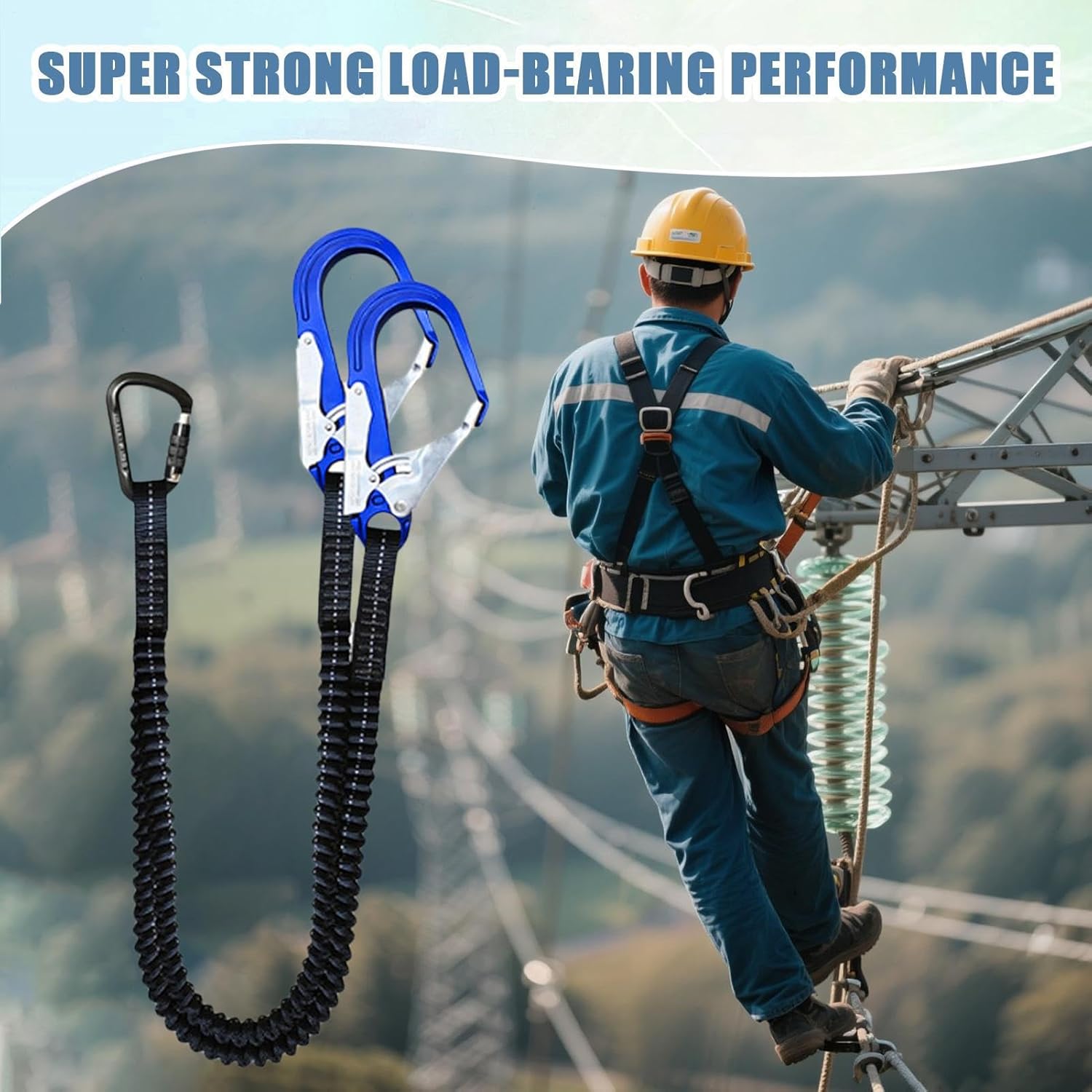 墜落防止ハーネス | ヘビーデューティー ウェビング ストラップ フック付き - 二足式内蔵衝撃吸収安全ラニヤード - 犬用 子供用