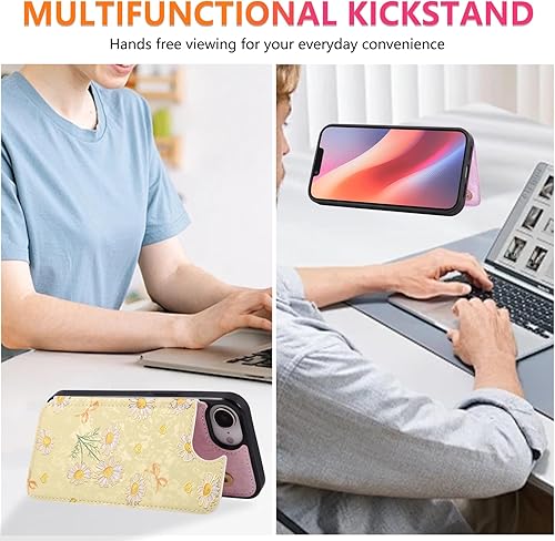 Miniatura 61 de UEEBAI Funda tipo cartera para iPhone 15 Pro Max con tarjetero, cubierta de cuero PU con soporte, bloqueo RFID, doble cierre magnético, relieve de