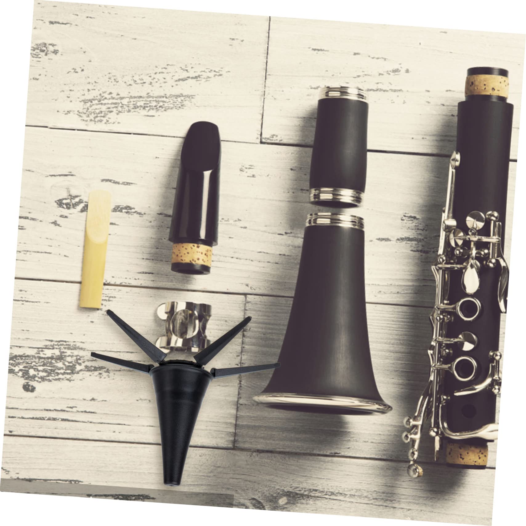 Supporto per Clarinetto Nero Portatile Design Pieghevole e Base a Cinque Gambe in Ferro e Abs per Protezione Strumenti Musica