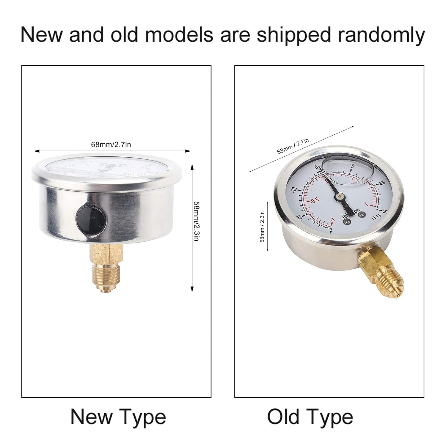AUNMAS Oil Filled Pressure Gauges, IP65 Rated Durable 68mm Diameter Easy Installation Stainless Steel Vacuum Pressure Gauges Axial Y60 Measurement Tool for Mining Home Heating
