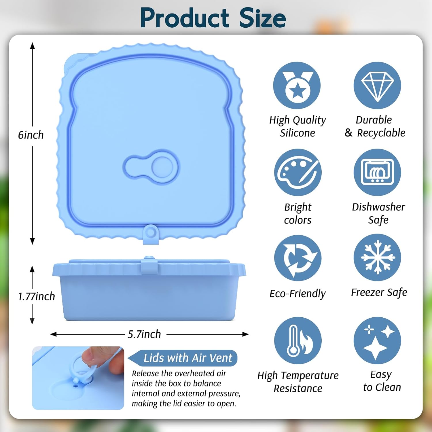 4 Pack Sandwich Containers, Reusable Snack Containers & Sandwich Box for Breakfast, Leak-Proof Lunch Containers Sandwich Bags for Picnic, Office, Travel - Image 3