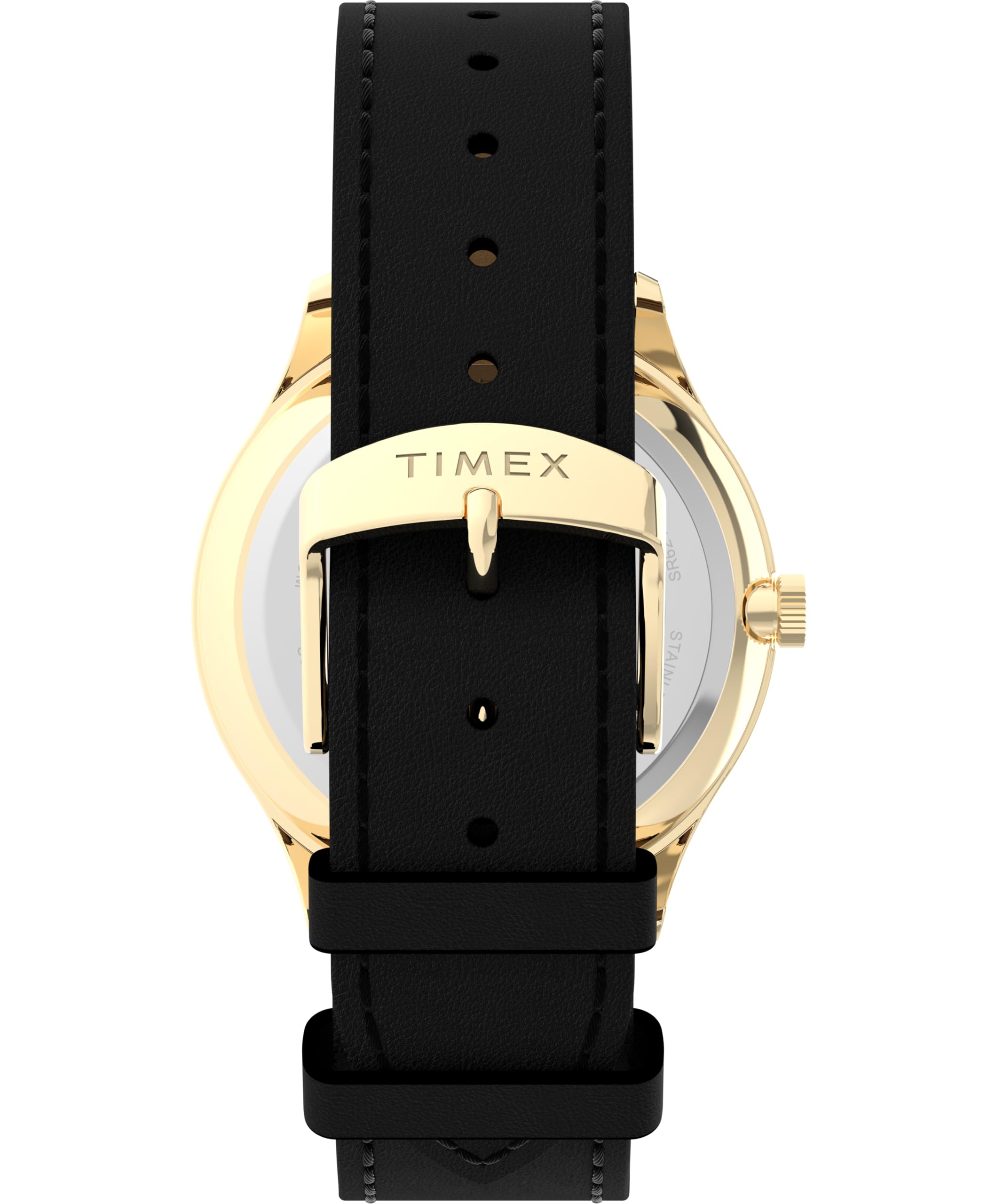 Timex Easy Reader Zegarek męski 40 mm – czarny skórzany pasek z białą tarczą i złotą kopertą TW2W68500