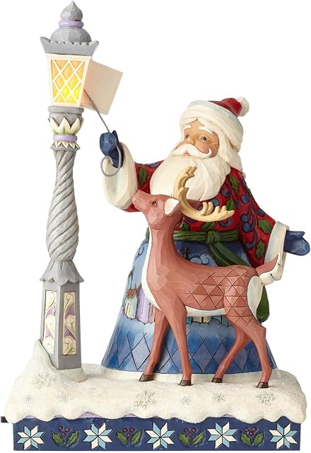 Heartwood Creek Santa By Lighted Lamppost Figurine