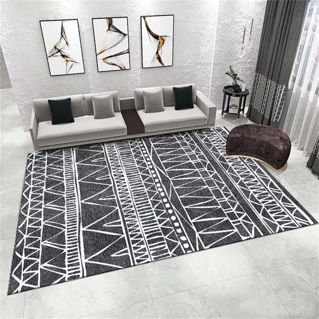 Tapis cuisine gris et meuble de cuisine zone multigraphique
