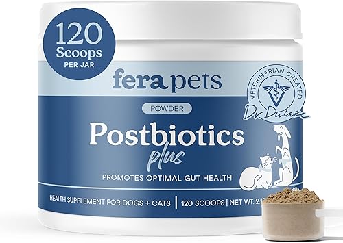 Fera Pets Postbiotics Plus Prebióticos para perros y gatos - con olmo resbaladizo - Promueve una salud digestiva óptima y respuesta inflamatoria -
