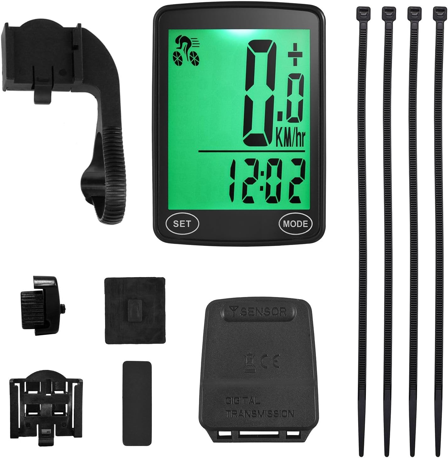 Bike Computer with LED Backlight Speedometer Odometer Calorie Counter Temperature Display Wired Wireless Optional - Amazon product rated Grade F