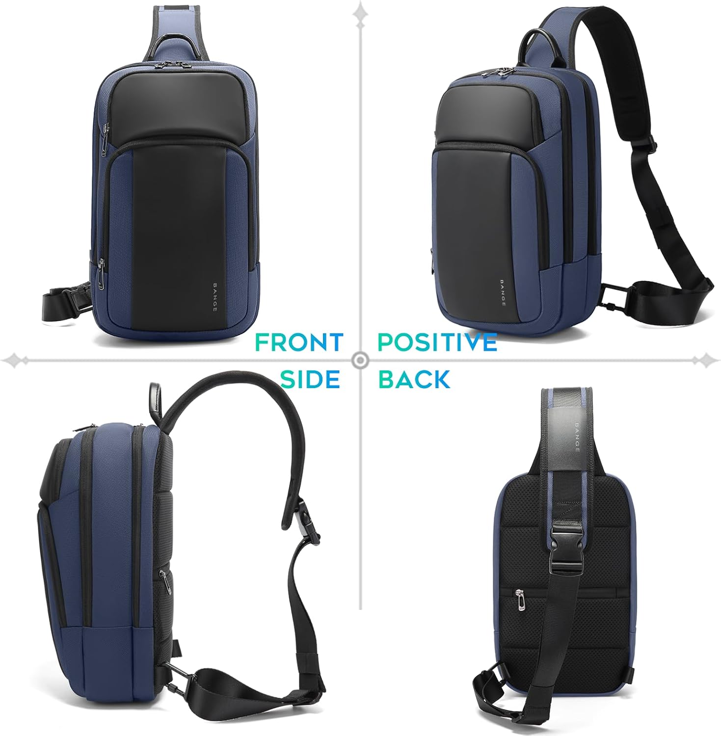 BANGE Mens Sling Bag, Large Shoulder Bag for Men Waterproof, Crossbody Bag Men with Separated Pad Compartment - Image 6