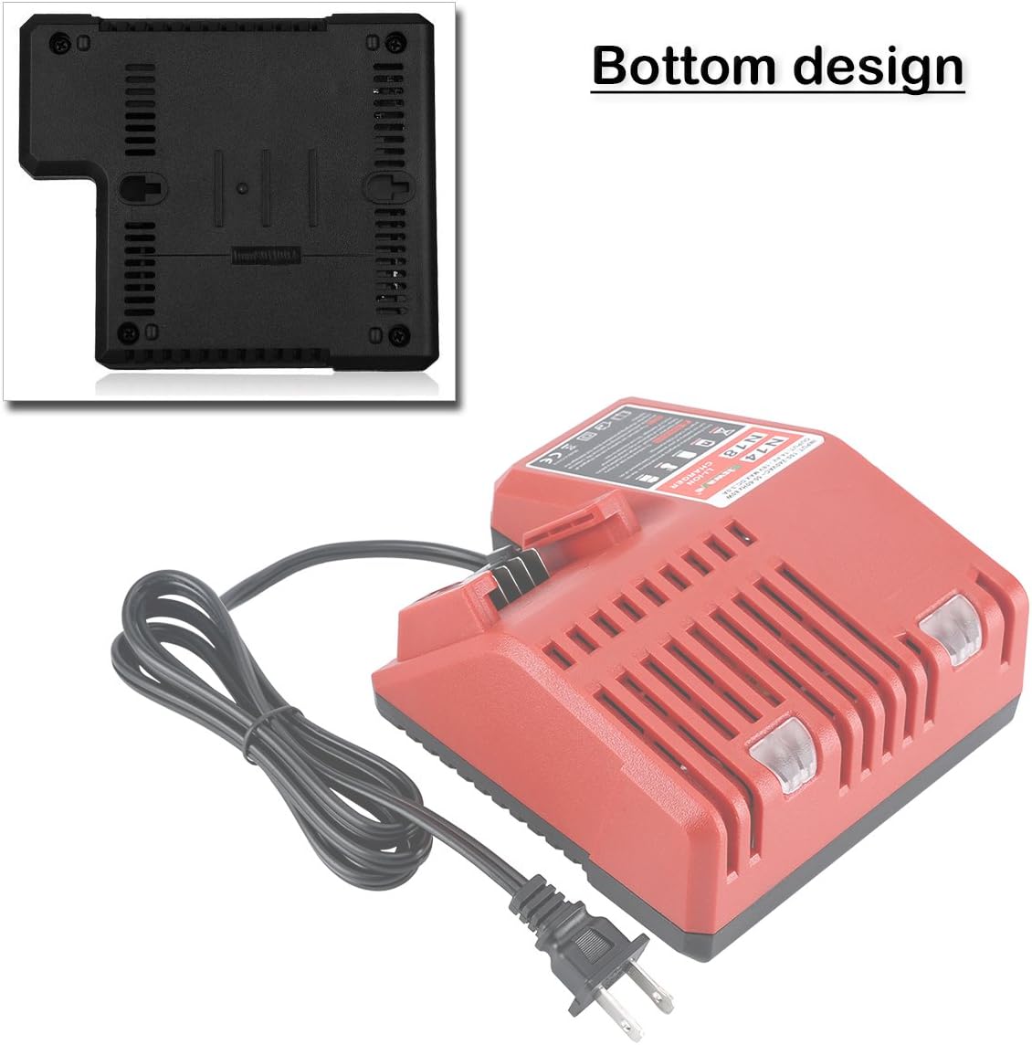 Multi-Voltage M-18 18V Battery Rapid Charger Compatible with Mil-Waukee M-18 14.4V-18V Lithium-ion Battery 48-11-1850 48-11-1852 48-11-1862 48-11-1865 48-11-1880 48-11-1881 48-11-1840 48-11-1815 - Image 6
