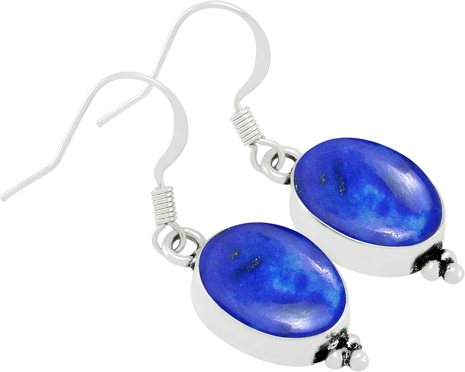 Natural Gemstone Dangle Earrings for Women - 925 Sterling Silver Plated Oval Shape Handmade Earrings - Lightweight Birthstone Fashion Jewelry - Perfect for Wedding & Special Occasions - Image 2