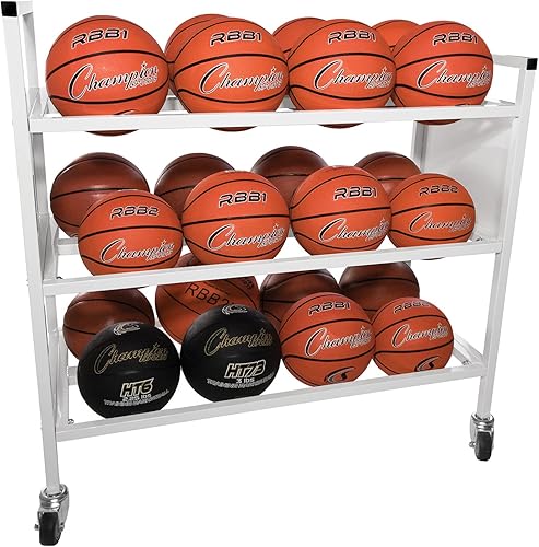 Miniatura 5 de Champion Sports Deluxe Heavy Duty Basketball Storage Cart with Locking Swivel Caster Wheels (Black)