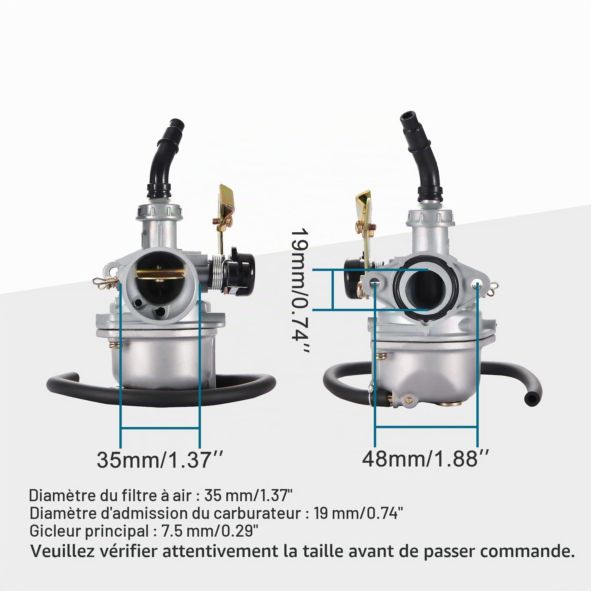 GOOFIT PZ19 Carburateur Avec Filtre d'Air Câble d'Étranglement Remplacement pour 50cc 70cc 90cc 110cc 125cc ATV Quad Go kart Dirt Bike