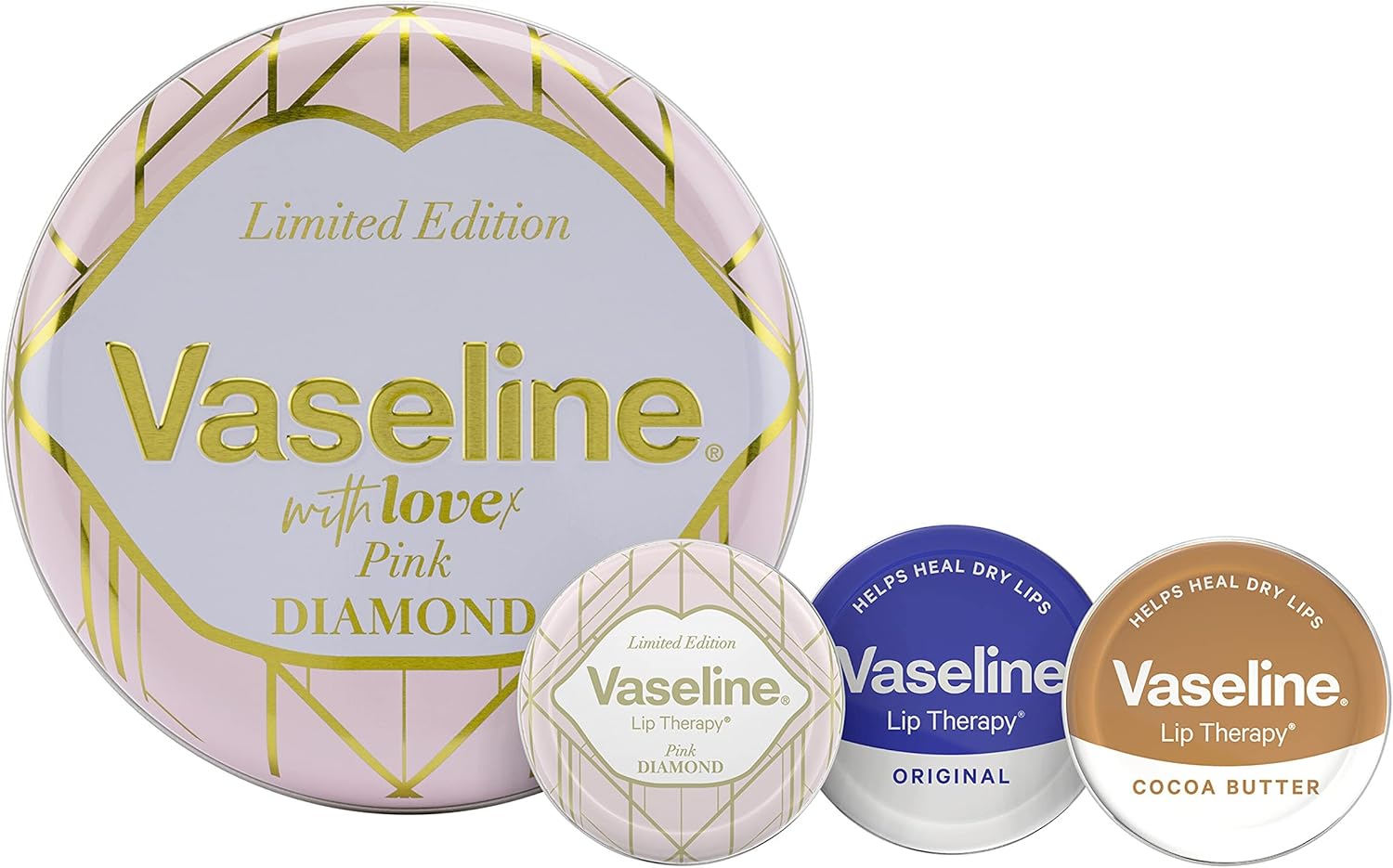 Vaseline Lip Limited Edition Therapy Selection with petroleum jelly lip tins Festive Gift Set