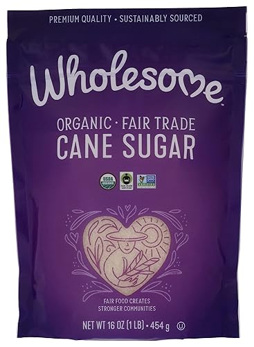 Wholesome Azúcar de caña orgánica, certificado orgánico por USDA, certificado de comercio justo, sin gluten y sin OMG, 16 onzas (paquete de 1)