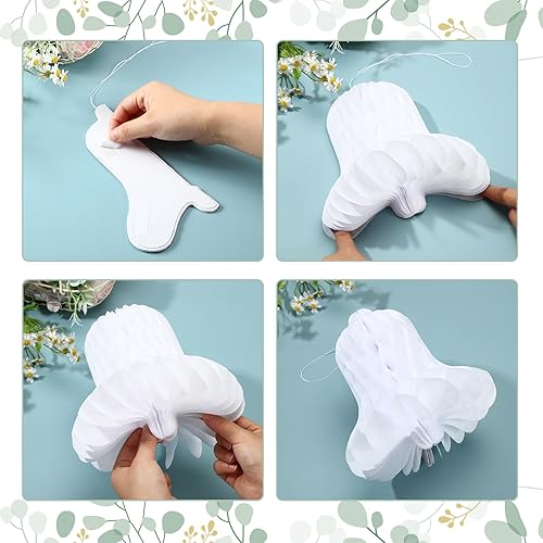 Miniatura 3 de 24 campanas de boda de papel blancas colgantes grandes para novia, campanas de boda para ceremonias, baby showers, suministros de decoración de