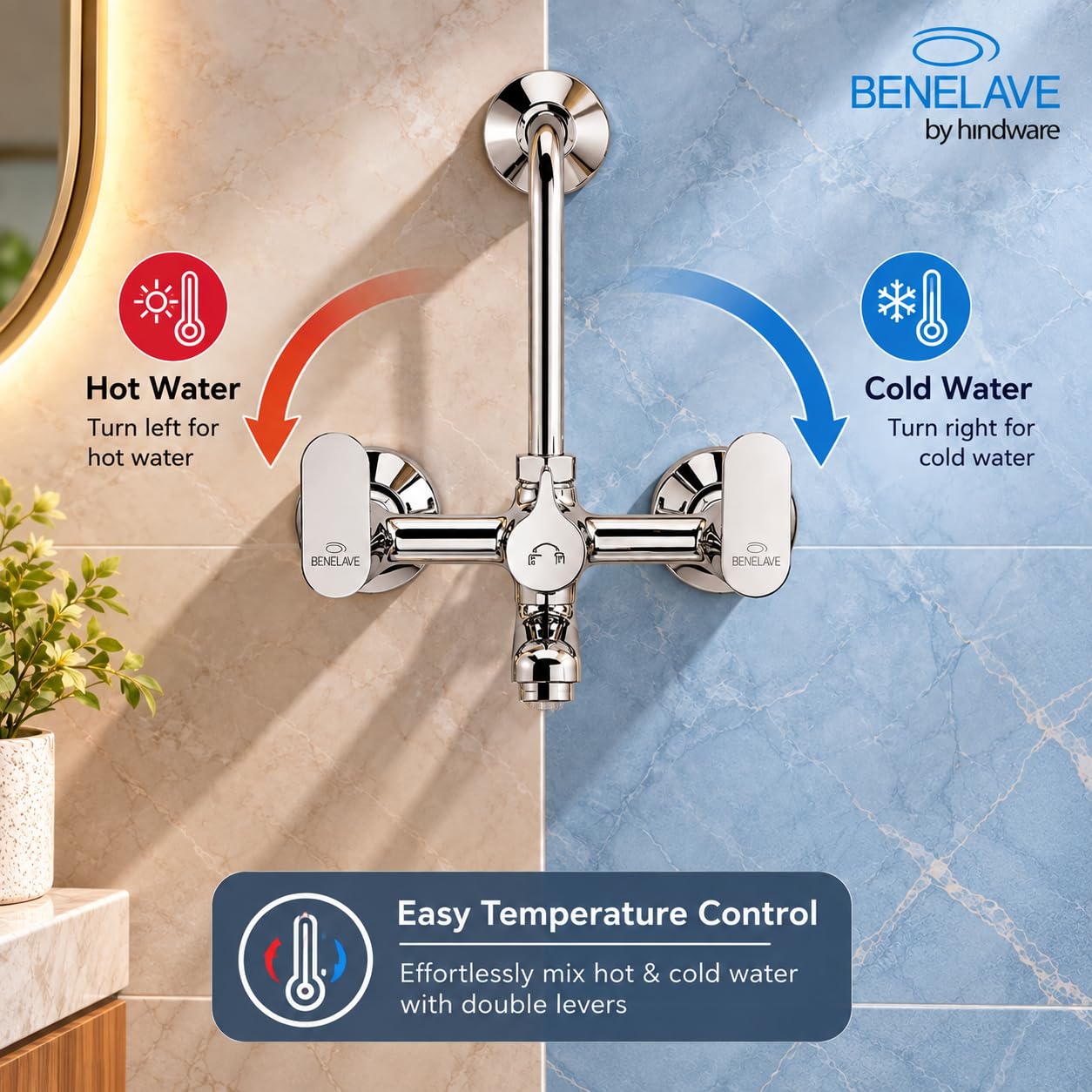 Hindware Benelave Wall Mixer - Chrome Finish -4