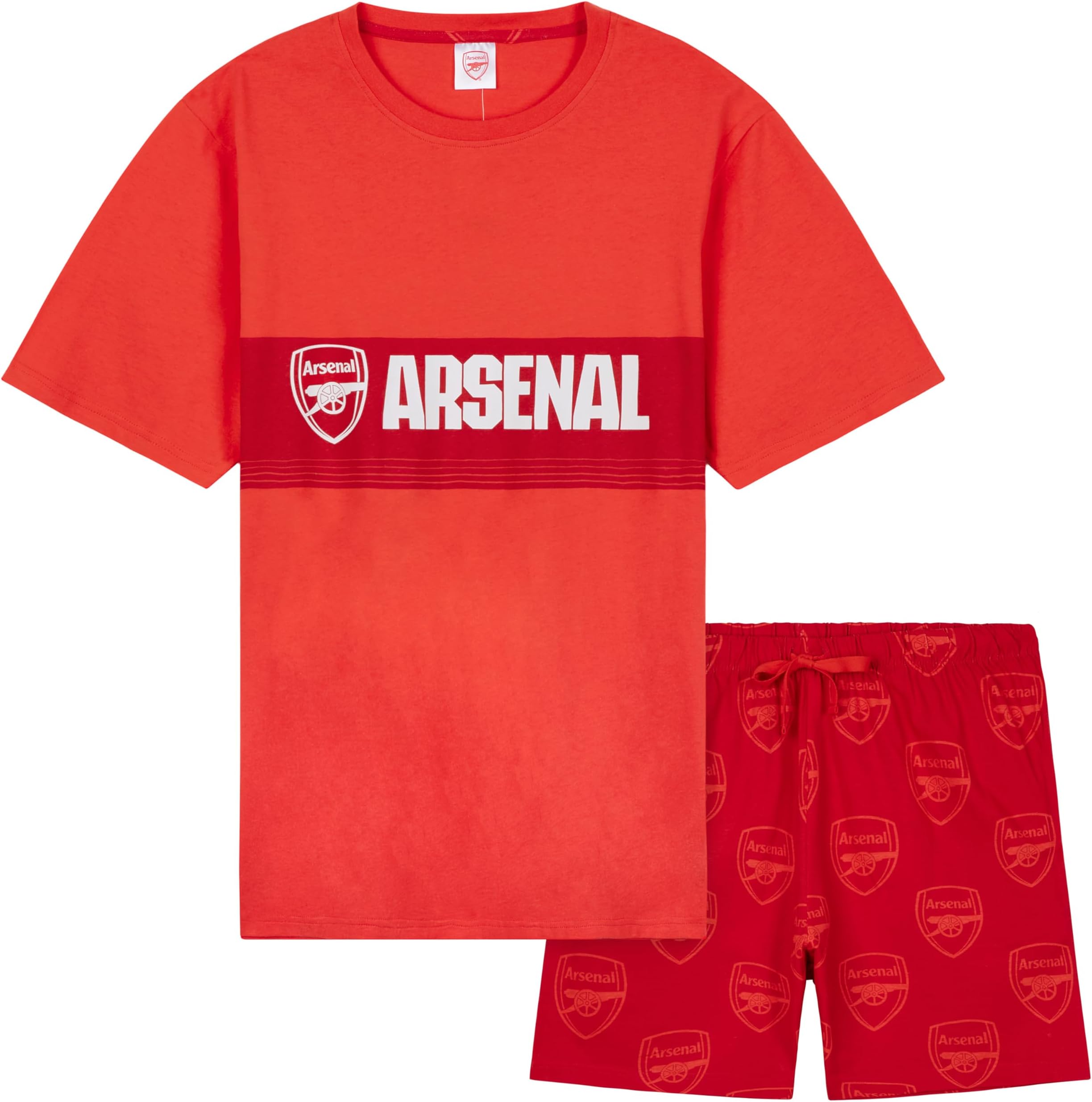 Arsenal F.C. Pajamas for Men Teens Short PJs Set Sleepwear Soccer Loungewear (Red, M)