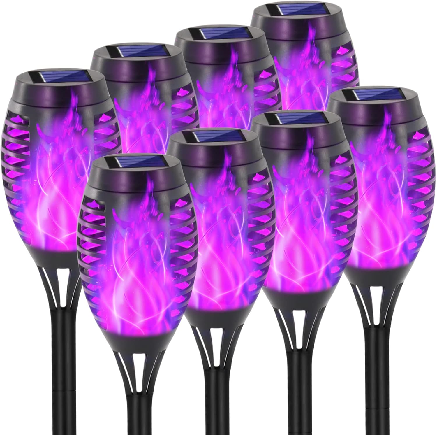 EOYIZW Solar Lights Outdoor, 8 Pack Blue Solar Torch Light with Flickering Flame, 12 LED Tiki Torches for Outside Lights Waterproof Landscape Decoration Outdoor for Garden Yard Patio