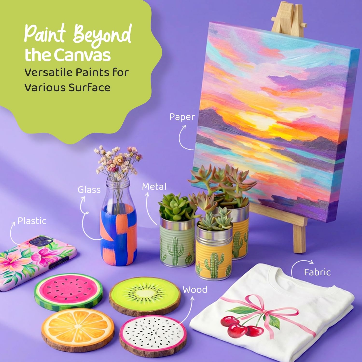 Chalkola Set di colori acrilici per adulti e bambini, kit da 56 pezzi per pittura su tela con 32 colori (22 ml), 10 pennelli, 10 tele, cavalletto da tavolo, tavolozza, coltello, forniture