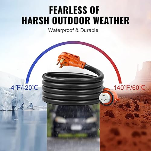 Miniatura 5 de VEVOR Cable de alimentación RV de 15 pies, 50 amperios, cable de generador STW 63 + 81, enchufe hembra NEMA 14-50P macho NEMA SS2-50R, con mango