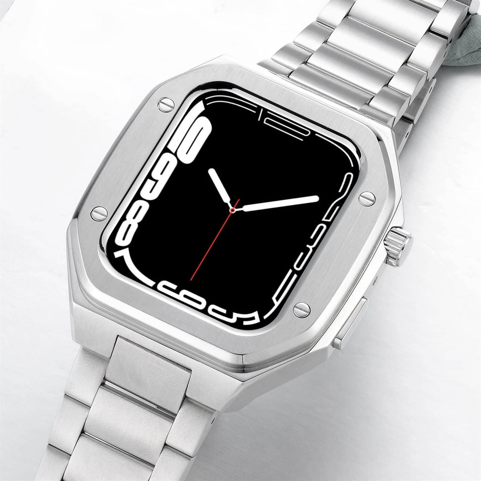 Kit de modification de bracelet en cuir de rechange pour Apple Watch 44 mm 45 mm, bracelet en métal pour iWatch Series 8 7 SE 6 5 4, 44mm For 6/5/4/SE, Agate