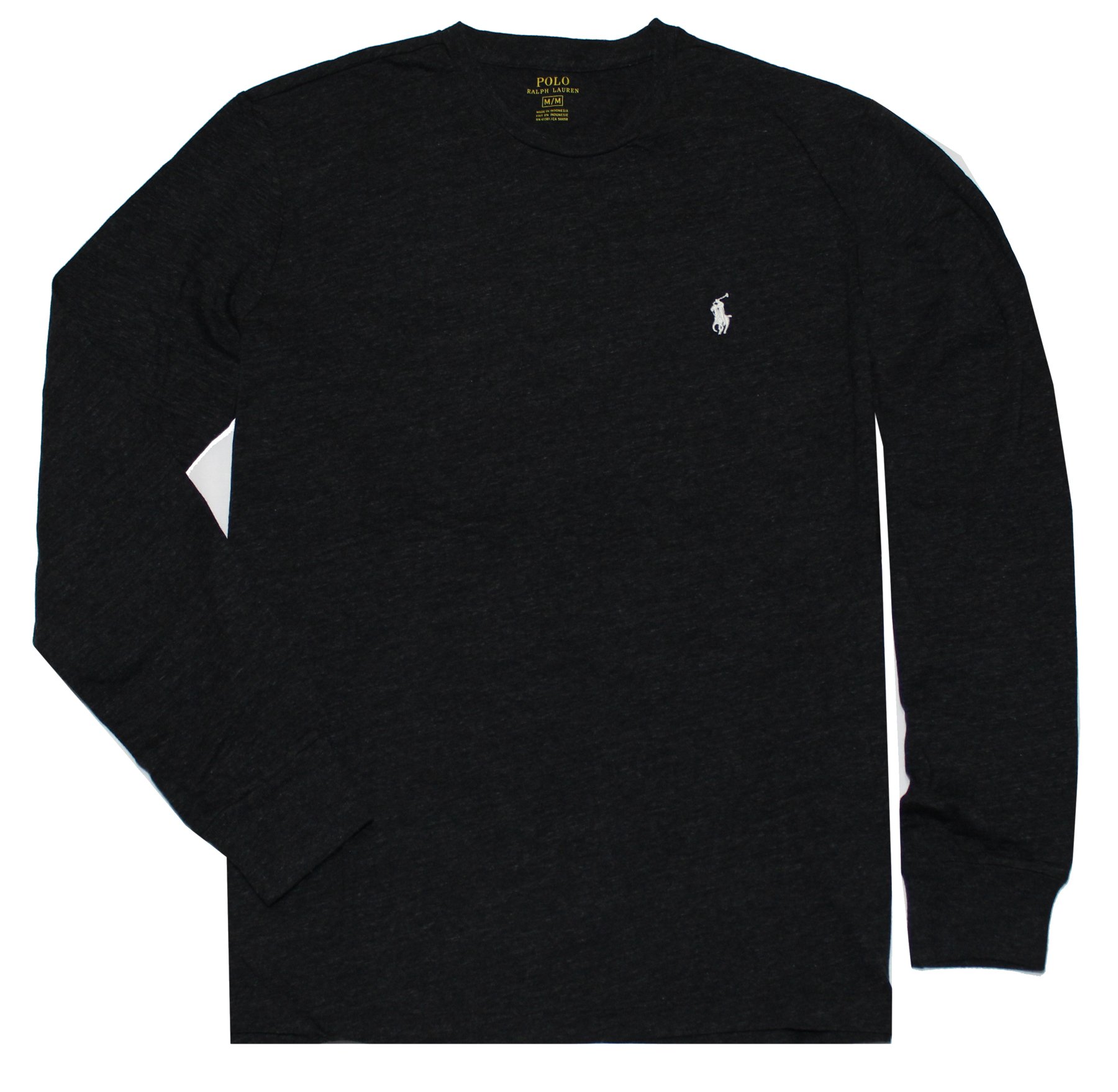 POLO RALPH LAUREN Men's Long Sleeve Pony Logo T-Shirt - Medium - Black Charcoal