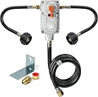 Vista 8 de Skyflame Regulador de propano RV para tanques duales, regulador LP de cambio automático de 2 etapas con 2 piezas coletas de 12 pulgadas