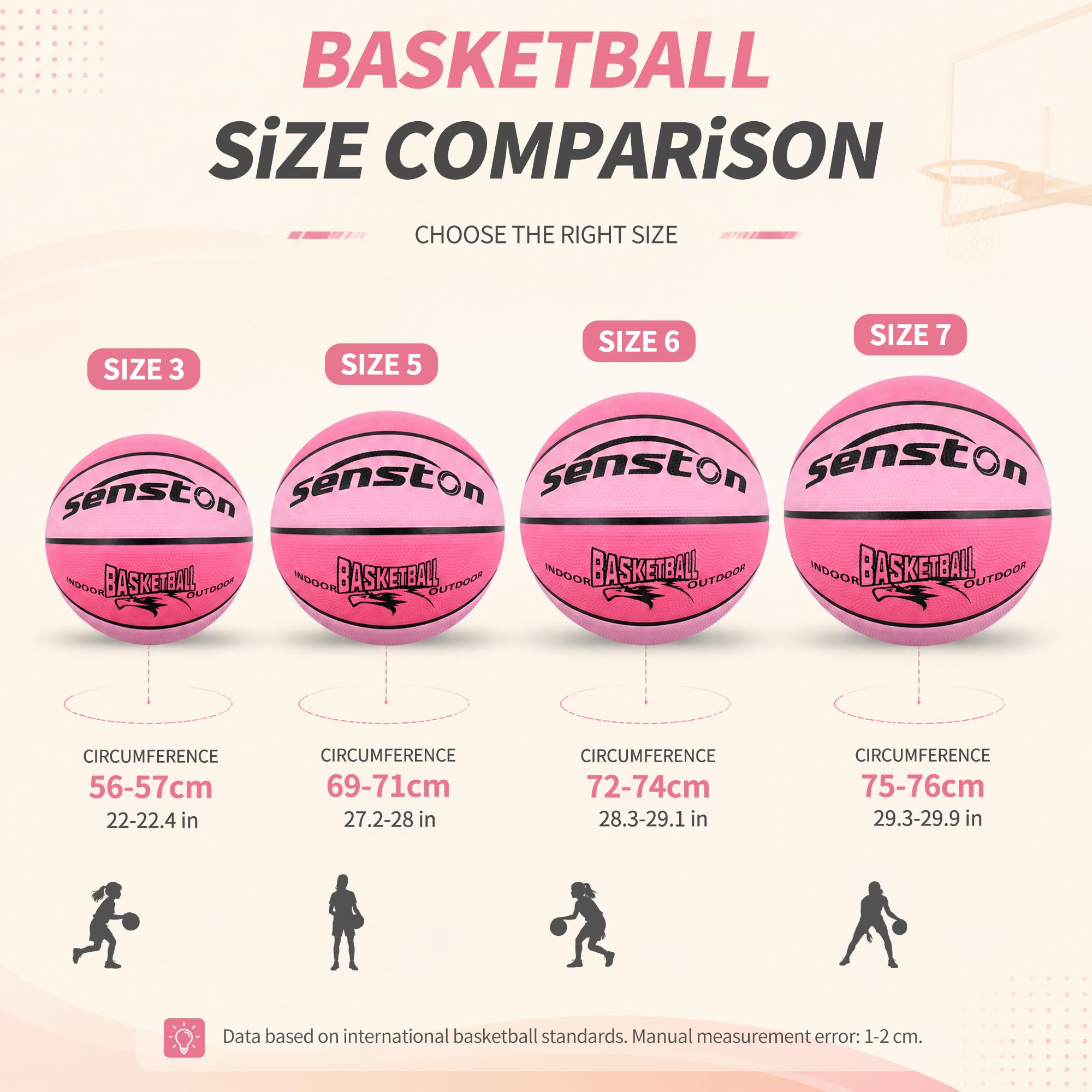Senston 28.5'' Outdoor Basketball Premium Grip with Pump for Men Women