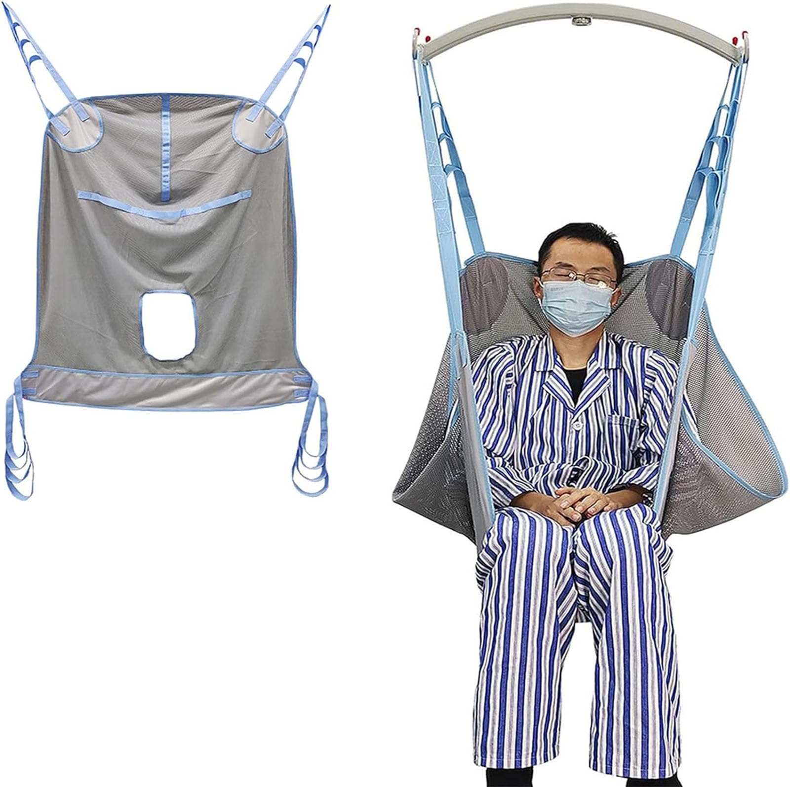 CEEBUS Arnés universalconfort Eslinga Universal de Cuerpo Entero con Abertura para Inodoro, Eslinga de Tejido de Malla para traslado y baño, para Ancianos discapacitados (Size : XL)