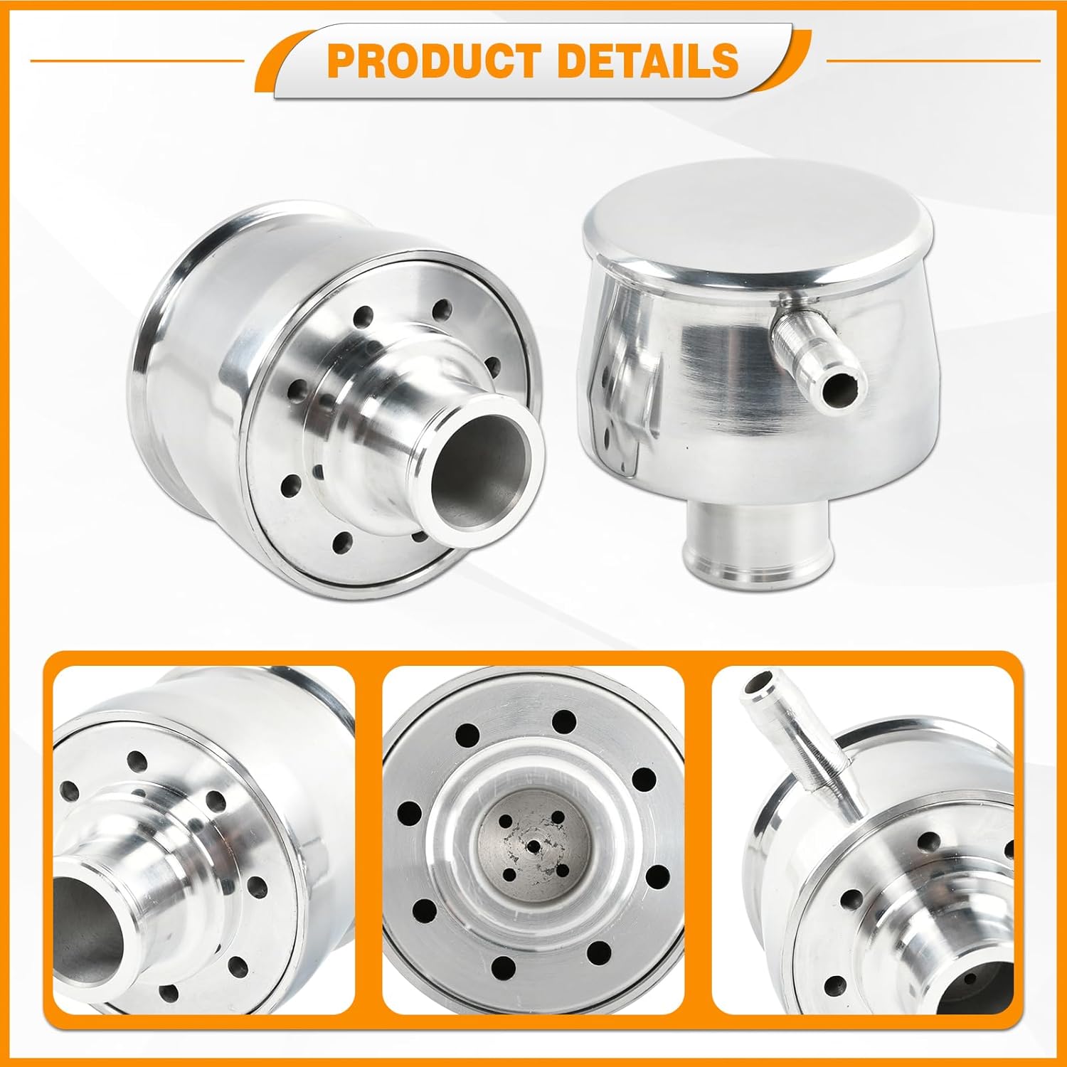 Round Aluminum Air Breather Combo Valve Cover Breather Filters Suitable 1" Pipe of 1-1/4" Valve Cover Holes - Set of 2 (Silver).