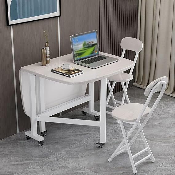 Extendable Wooden Folding Dining Table with Wheels Space-Saving Butterfly Drop Leaf Design for Small Rooms Versatile Dining Room Fur