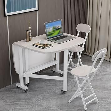Extendable Wooden Folding Dining Table with Wheels Space-Saving Butterfly Drop Leaf Design for Small Rooms Versatile Dining Room Fur