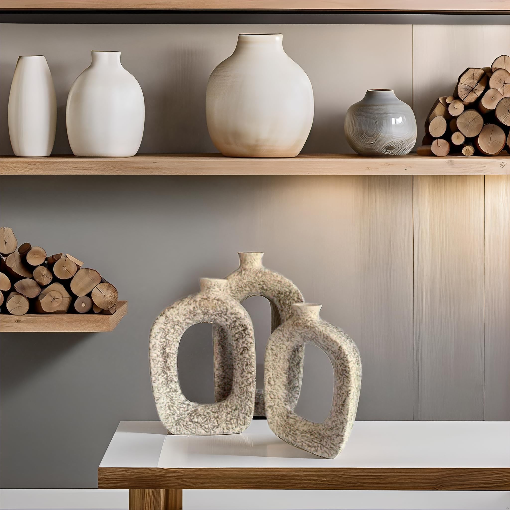 Buy Kraftlik Handicrafts Ceramic Oval Vase with Hole in Middle and