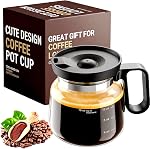 Mug en forme de cafetière avec couvercle, tasse mini cafetière en verre de 16oz, mug de voyage transparent résistant à la chaleur, tasse à café résistante aux éclaboussures pour bureau & cadeau pour les amateurs de café