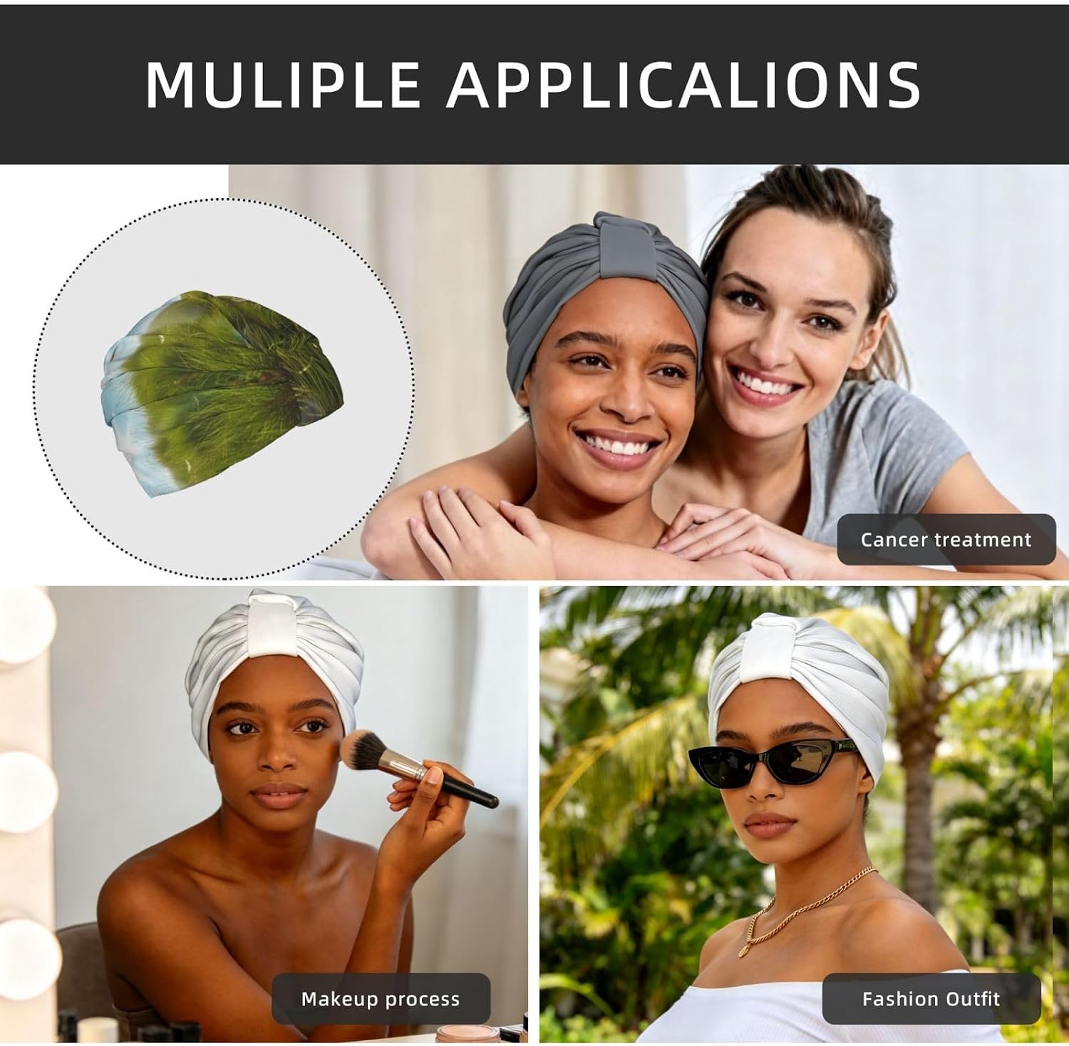 Sunny Grassland Comfortable Pre-Tied Turban Headwrap - African Style Elastic Beanie For Chemo Patients, Adjustable Hair Cover Scarf For Yoga, Running, Or Daily Fashion image 5